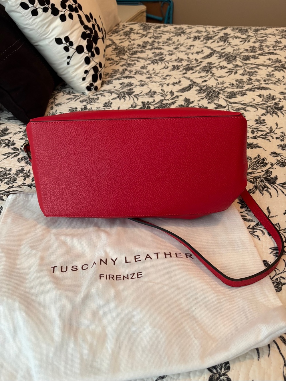 Tuscany Leather Red Shoulder / Crossbody Bag in Lipstick Red - Picture 5 of 9